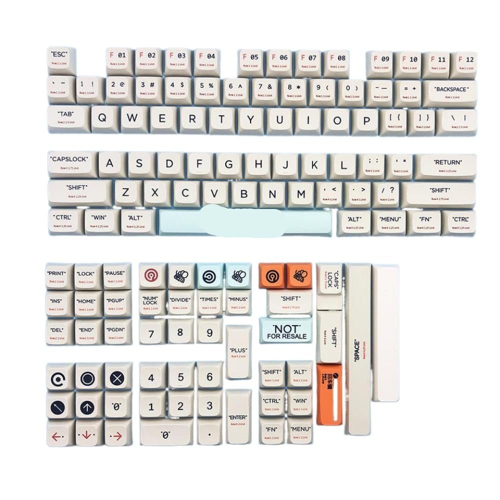 APOJHGF Customizable Off-White Plastic XDA Style Keycap Set Compatible with Mechanical Keyboards Suitable Compatible with English and Russian Layouts Made from Sublimation PBT Material(Plastic US)