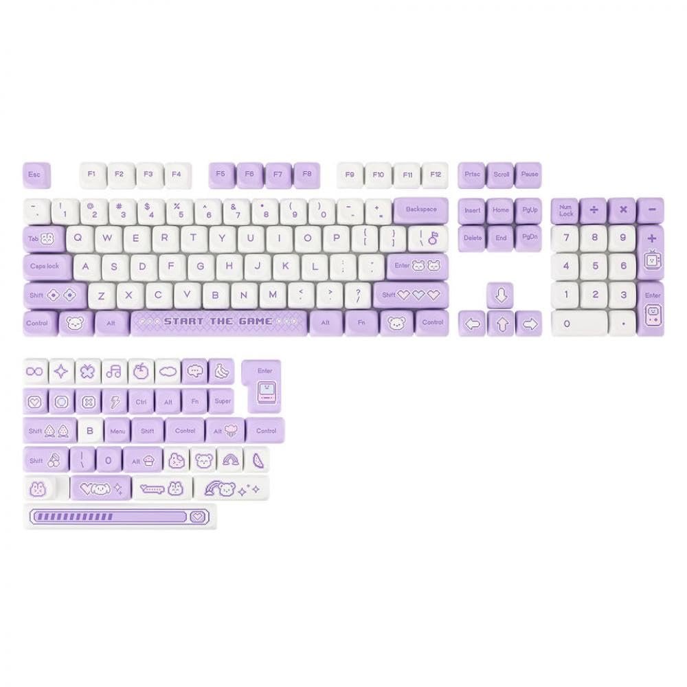 APOJHGF 141-Key Dye-Sublimated PBT MOA Profile Keycap Set Compatible with ANSI and ISO Mechanical Keyboards