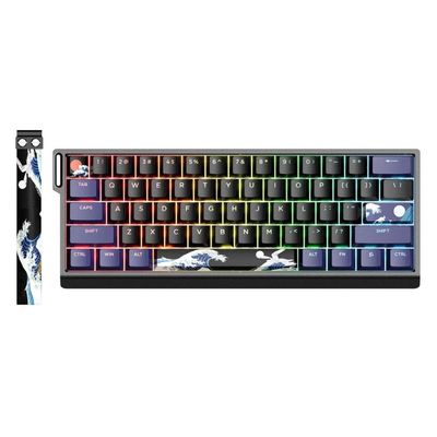 APOJHGF Hot Swappable RGB Backlit Mechanical Keyboard with Kanagawa Keycaps 60 Percent Aluminum Wired Keyboard H61 Compatible