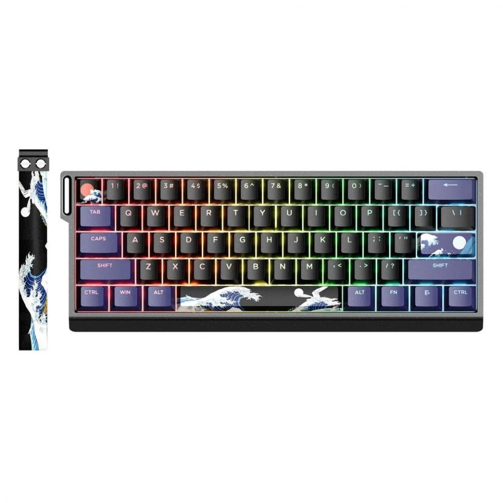 APOJHGF Hot Swappable RGB Backlit Mechanical Keyboard with Kanagawa Keycaps 60 Percent Aluminum Wired Keyboard H61 Compatible