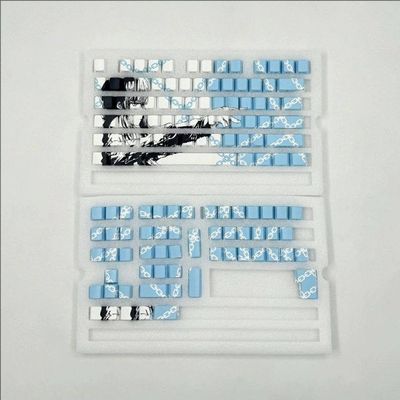 APOJHGF Gradient Anime Dye-Subbed PBT Keycap Set 129 Compatible with Mechanical Keyboards Hot-Swap Compatible Magnetic Switch Design Shine Through Side Print(Blue Keycap)