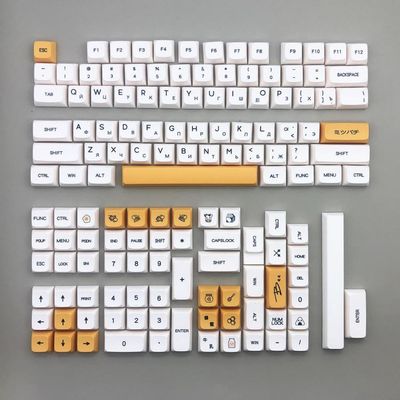 APOJHGF 137 Honey and Milk Inspired PBT Dye Keycaps Compatible with MX Switch Mechanical Keyboards English Russian Japanese XDA(Bee Milk RU)