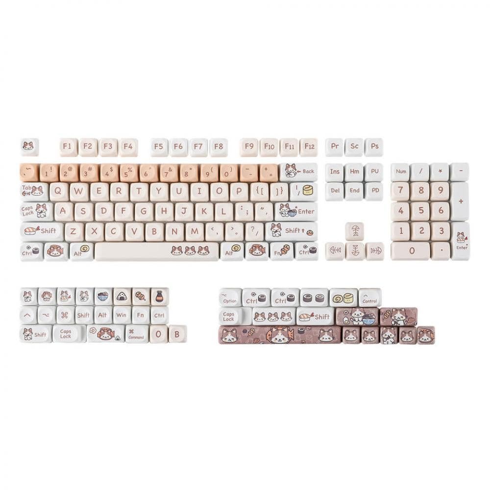 APOJHGF Mechanic Keyboard Compatible ANSI Layout 143-Key Dye-Sublimation PBT MOA Profile Keycaps Set by Meow Sushi