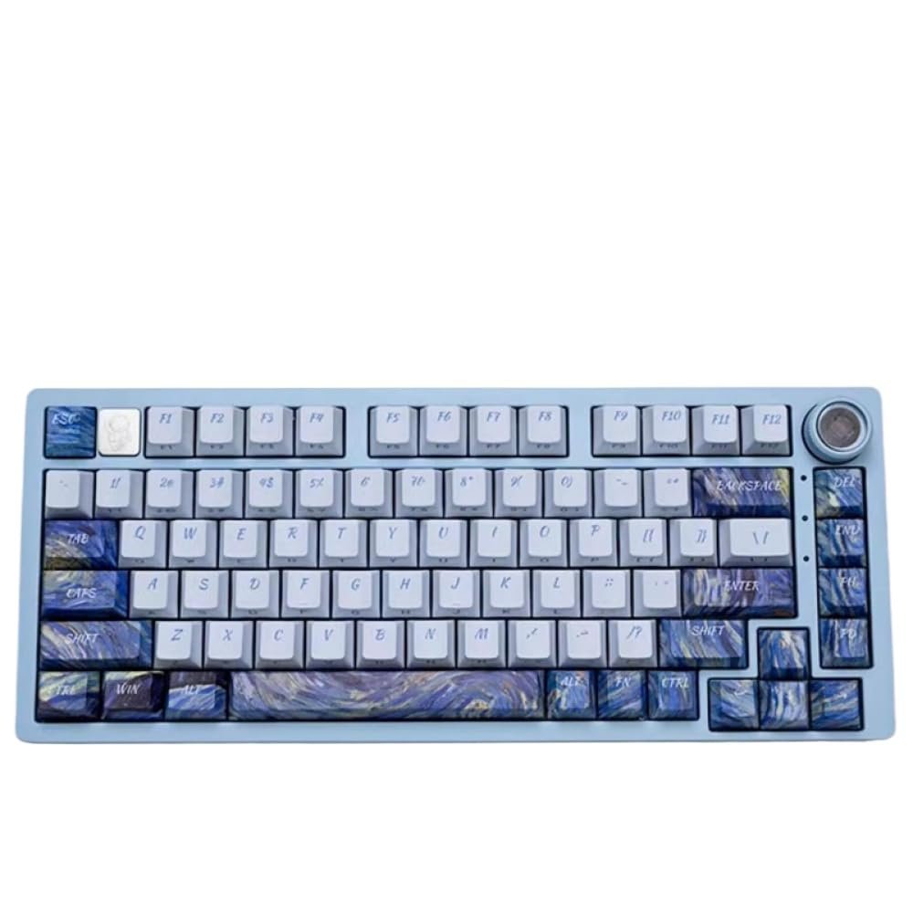 APOJHGF 130 PBT Keycap Set Profile Side-Engraved Theme Mechanical Keyboards(Vangogh Starry Night)