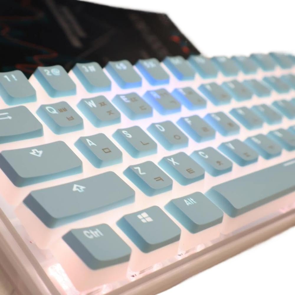 APOJHGF Korean Layout PBT Pudding Keycap Set Compatible with Mechanical Keyboards Compatible with MX Switch OEM Profile Keycaps(Korean Blue)