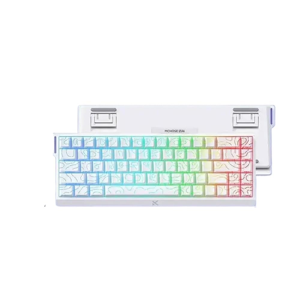 APOJHGF Mchose Ace 60 Pro 68 Magnetic Switch Hot Swappable RGB Mechanical Keyboard Customizable Keyboard Compatible with PC Gamers Accessories(68 White line Uranus)