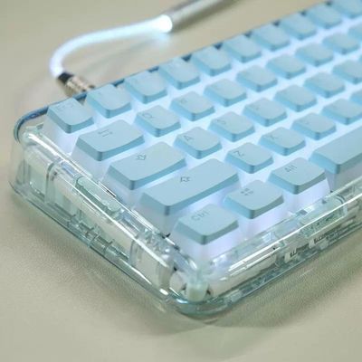 APOJHGF Cyrillic Russian Double Shot PBT Keycap Set Compatible with Mechanical Keyboards 117 ISO Layout Keycaps(English Blue)