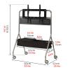 EKDJSN Rolling TV Stand with Wheels, Mobile TV Cart for 40-80 Inch, Mobile TV Floor Stand, TV Height Adjustable, Perforated Board Storage and Pu Leather Storage Basket(Orange) view 3