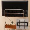 EKDJSN Rolling TV Stand with Wheels, Mobile TV Cart for 40-80 Inch, Mobile TV Floor Stand, TV Height Adjustable, Perforated Board Storage and Pu Leather Storage Basket(Orange) view 4