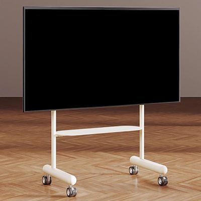 EKDJSN Mobile TV Cart, Height Adjustable Mobile TV Stand on Wheels, Rolling TV Stand with Storage Shelf, Modern TV Floor Stand Mount, Living Room Universal TV Mount Stand(White,80-100inch)