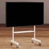 EKDJSN Mobile TV Cart, Height Adjustable Mobile TV Stand on Wheels, Rolling TV Stand with Storage Shelf, Modern TV Floor Stand Mount, Living Room Universal TV Mount Stand(White,80-100inch) view 1