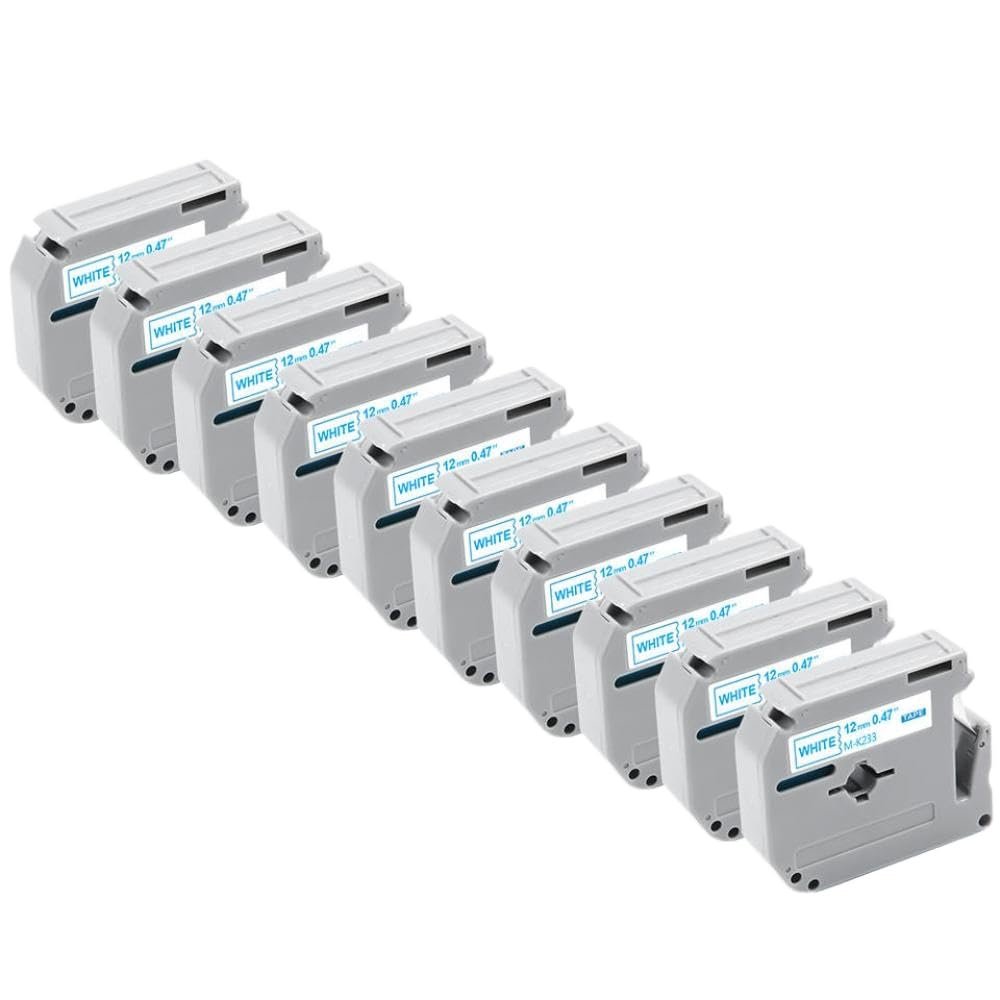 10 Pack 12mm Label Tape Compatible with MK231 MK631 MK131 PT70 PT80 Printer(10PK Blue on White)