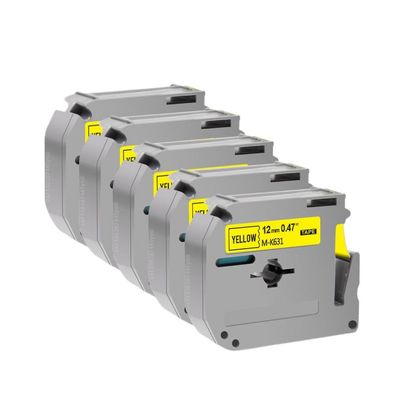 12mm Label Tape Compatible with MK231 MK131 MK631 MK731 MK831 for PT70 PT80 PT90 Label Makers(5PK Black on Yellow)
