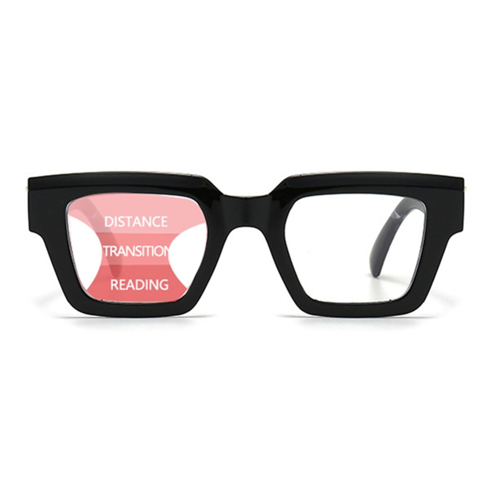 Progressive Multifocus Reading Glasses for Women Men Blue Light Blocking Oprah Style Computer Multifocal Readers (black, 1.0, x)