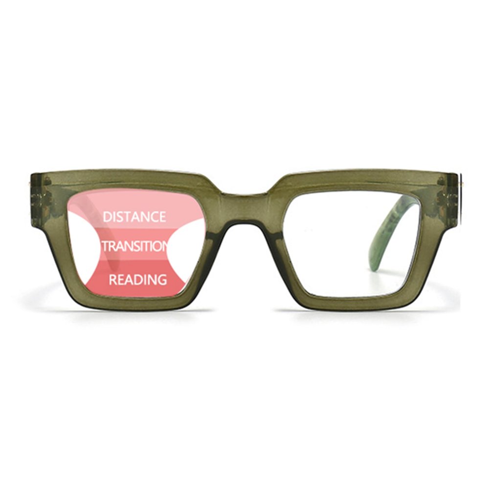 bullabulling Progressive Multifocus Reading Glasses for Women Men Blue Light Blocking Oprah Style Computer Multifocal Readers (Deep Green, 3.50, x)