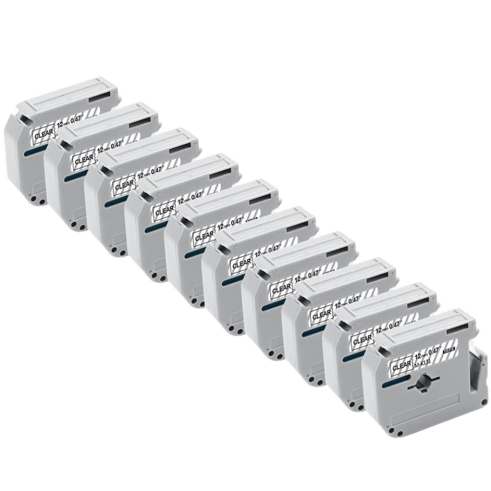 10 Pack 12mm Label Tape Compatible with MK231 MK631 MK131 PT70 PT80 Printer(10PK Black on Clear)