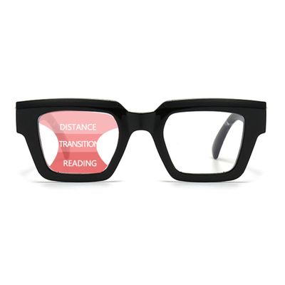 Progressive Multifocus Reading Glasses for Women Men Blue Light Blocking Oprah Style Computer Multifocal Readers (black, 2.25, x)