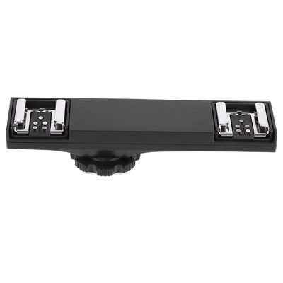 Dual Hot Shoe Splitter Mount Adapter, Flash Light Bracket for SLR Camera Camcorder