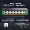 24 Port PoE Switch with 2 Gigabit Ethernet Uplink Port, Support IEEE802.3af/at, 400W High Power, Fanless, Plug and Play Unmanaged, Rackmount Ethernet Switch view 2