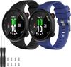 2 Pack Waterproof Band Compatible with Garmin Forerunner 45 Watch Band, Soft Silicone Sport Replacement Watch Band for Women Men (Black/Navy) view 1