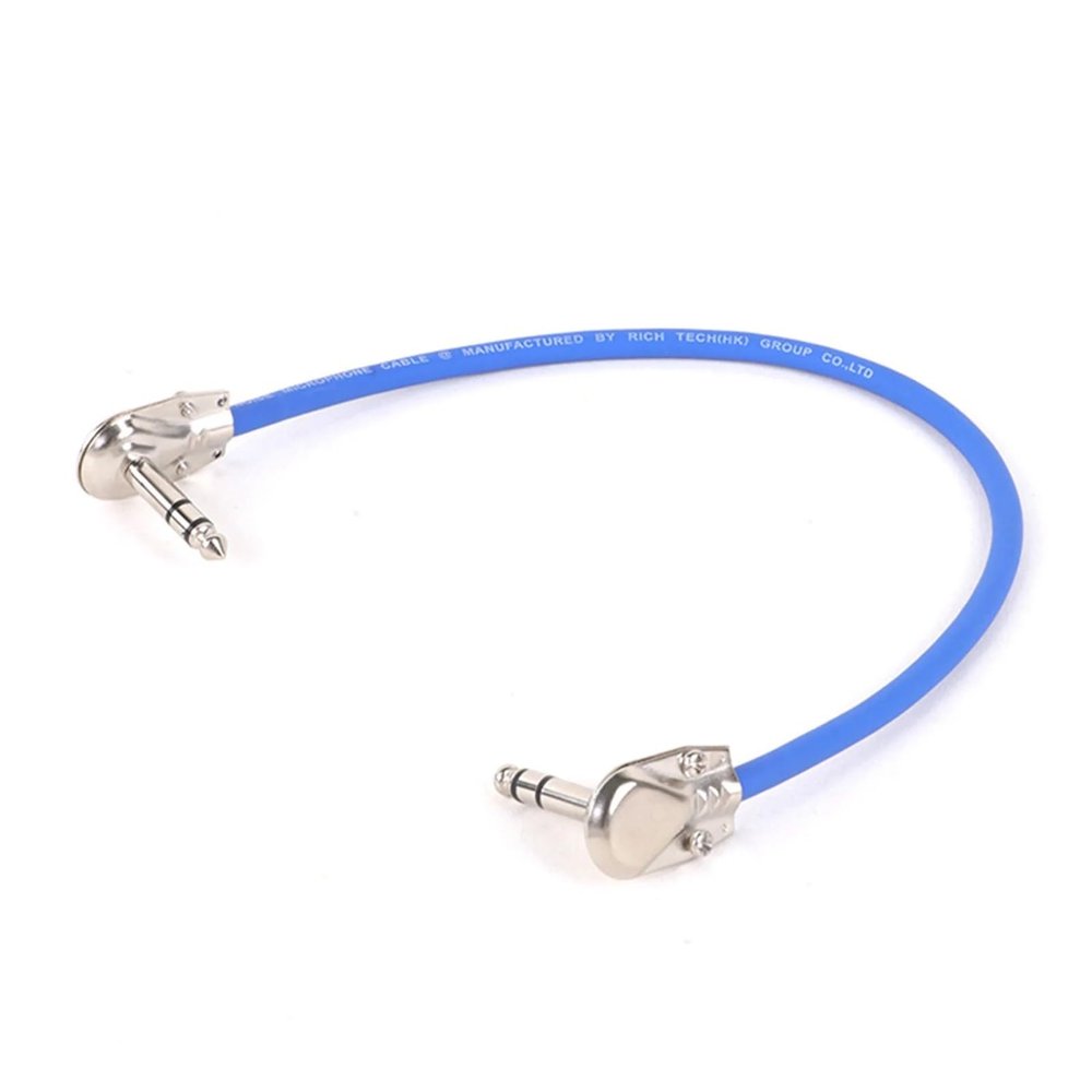 ACGTUY Guitar Effects Pedal Cable Flat Patch Connector 6.5 Stereo/Mono Male Plug 1/4 Inch TRS/TS Ja-ck Copper Core PU Wire Adapter Cable(Blue-TRS,1.5M)