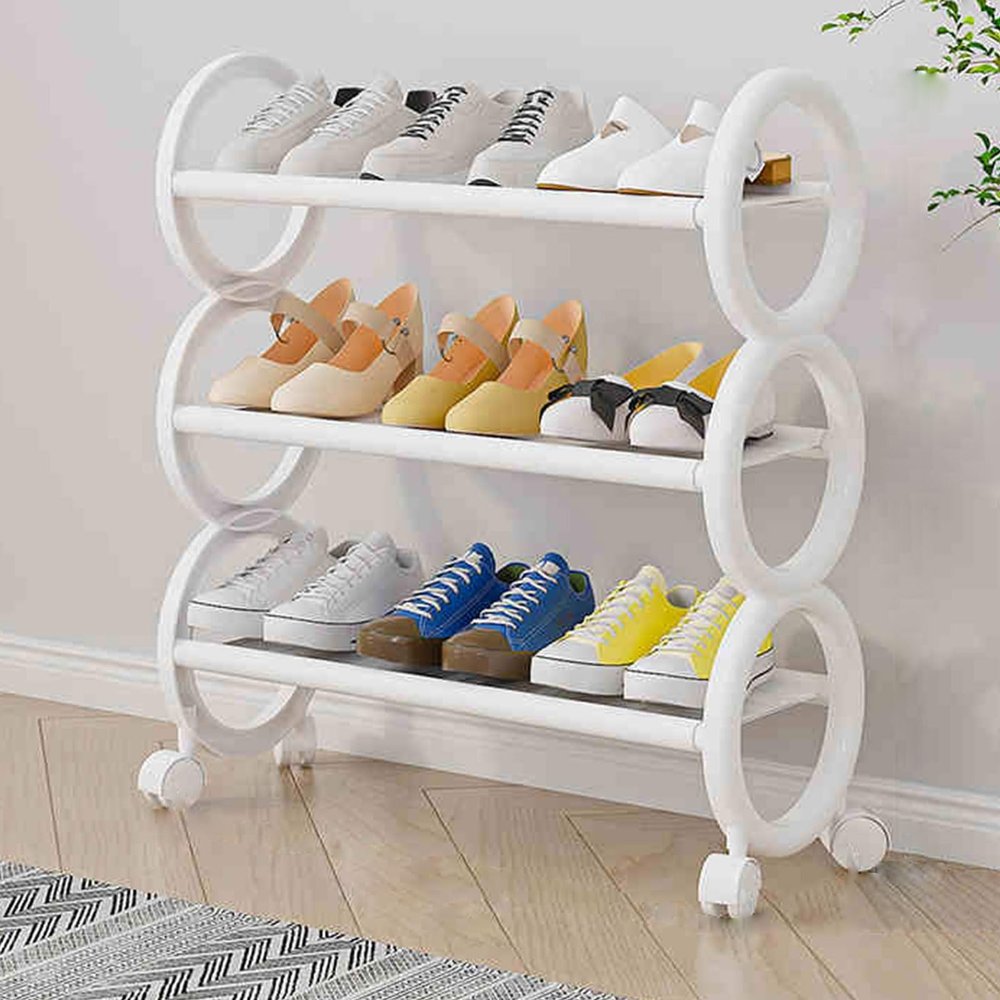 JHDXL Rotating Shoe Rack Tower, Shoe Rack for Entryway, Free Standing 360 Revolving Shoe Organizer, Vertical Spinning Shoe Display Lazy Susan, Shoe Organizer(White,46 * 56CM/18.1 * 22in)
