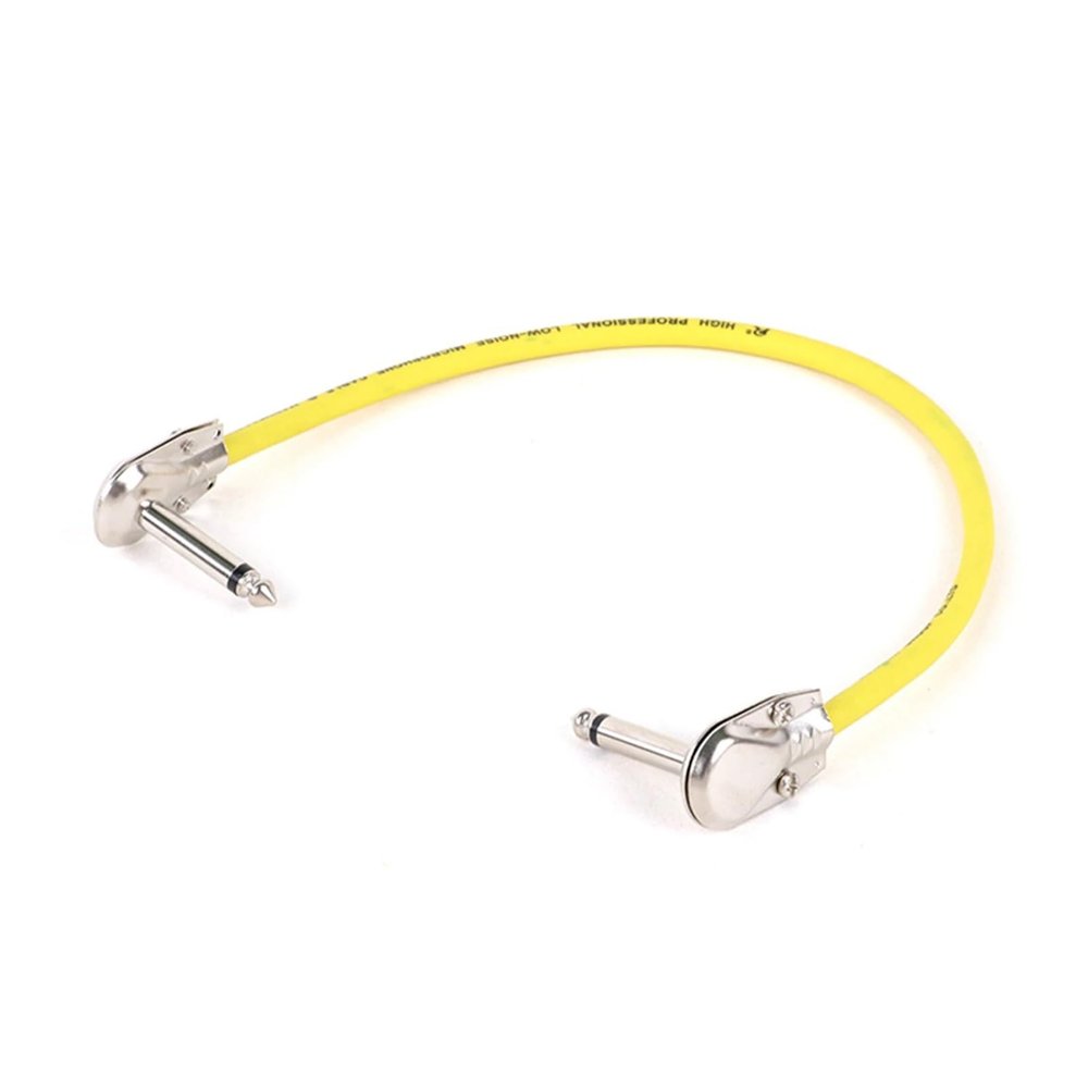 ACGTUY Guitar Effects Pedal Cable Flat Patch Connector 6.5 Stereo/Mono Male Plug 1/4 Inch TRS/TS Ja-ck Copper Core PU Wire Adapter Cable(Yellow-TS,8M)
