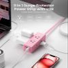 10ft Pink Extension Cord,HONIZER Power Strip Flat Cord, 6 Outlets & 3 USB Ports (1 USB-C), Cute,Wall Mount for Home Office Dorm Desk Accessories, Blush Boost view 4