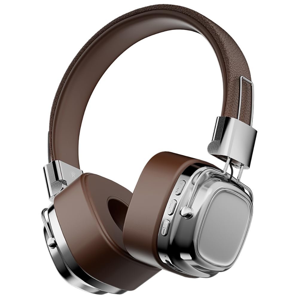 CR-8 Retro Bluetooth 5.3 Over-Ear Headphones, 15Hr Playtime, Built-in Mic, Type-C Charging, White (Silver Brown)