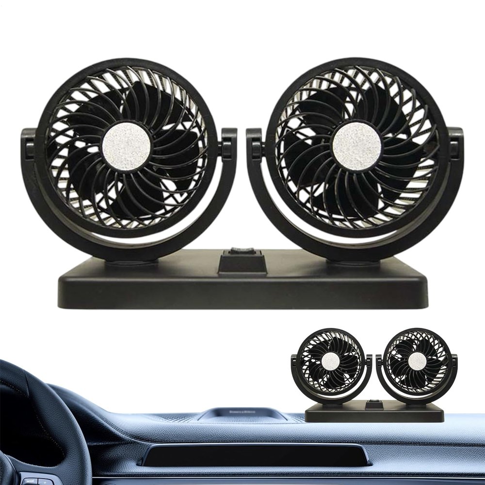 Car Fans That Blow Cold Air, Usb Cars Fan with Heads, 360 Rotatable Design, Powerful Air Circulation, Adjustable Speed & Low Noise, Ideal for Small, Large Trucks