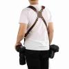 Leather Camera Strap, Adjustable Double Shoulder Digital Camera Strap Harness for 1/4 inch Tripod Bracket Secure Camera and Lens, Portable view 2
