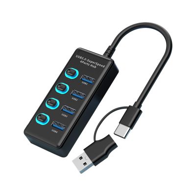 4-Port USB Hub - Extension Long Cable Multiple Port, USB Splitter 5gbps Adapter | Long Cable Extension, Multifunctional Splitter Computer Adapter Desktop for Stable Connections