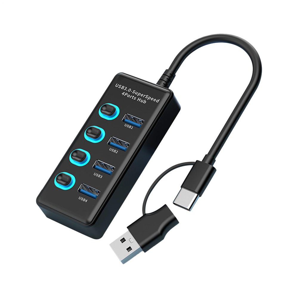 4-Port USB Hub - Extension Long Cable Multiple Port, USB Splitter 5gbps Adapter | Long Cable Extension, Multifunctional Splitter Computer Adapter Desktop for Stable Connections