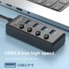 4-Port USB Hub - Extension Long Cable Multiple Port, USB Splitter 5gbps Adapter | Long Cable Extension, Multifunctional Splitter Computer Adapter Desktop for Stable Connections view 2