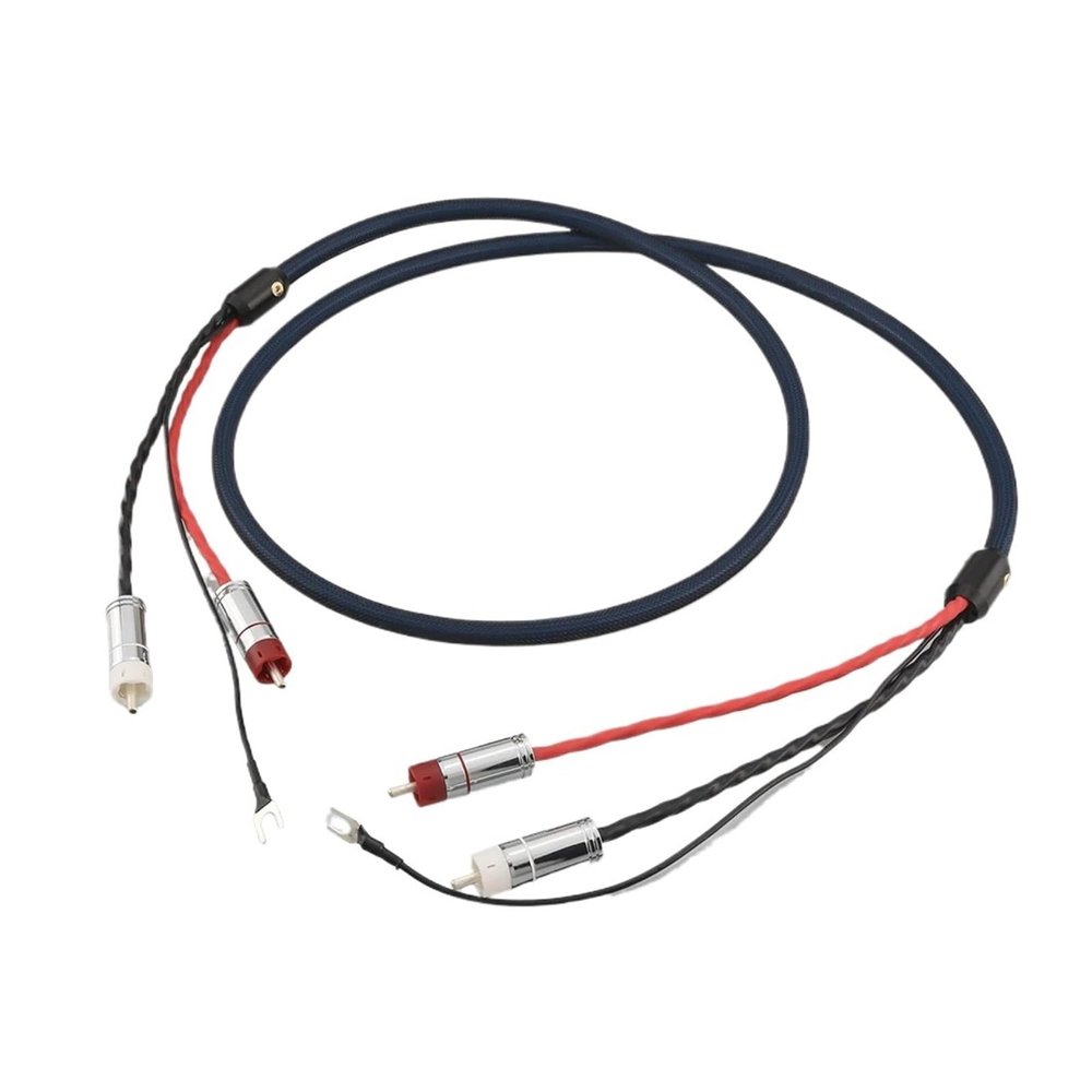 ACGTUY Audiocrast OFC Silver Plated with Shielding 2 R/CA to 2 R/CA U Spade Plug Audio Phono Tonearm Cable with Ground Wire(1.5m)