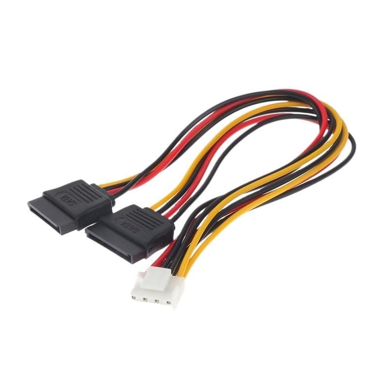 HONGP 4 Pin to SATA 2 Serial HDD Power Adapter Cable Hard Drive Connector Male to Female SATA Extension Cord Y Splitter(B)