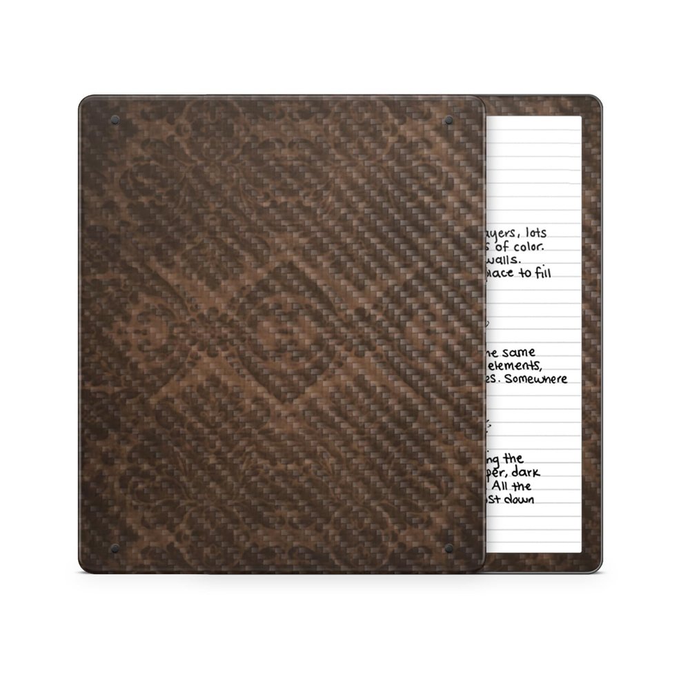 Carbon Fiber Tablet Skin Compatible with Amazon Kindle Scribe 2 (2024) - Brown Linen - Premium 3M Vinyl Protective Wrap Decal Cover - Easy to Apply | Crafted in The USA by MightySkins
