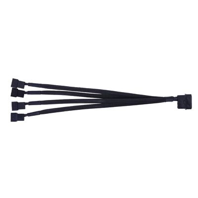HONGP 4Pin IDE to 4 Port Fan Splitter Power Cable for PC Black Sleeved 3Pin and 4Pin Connector Cooling Fans