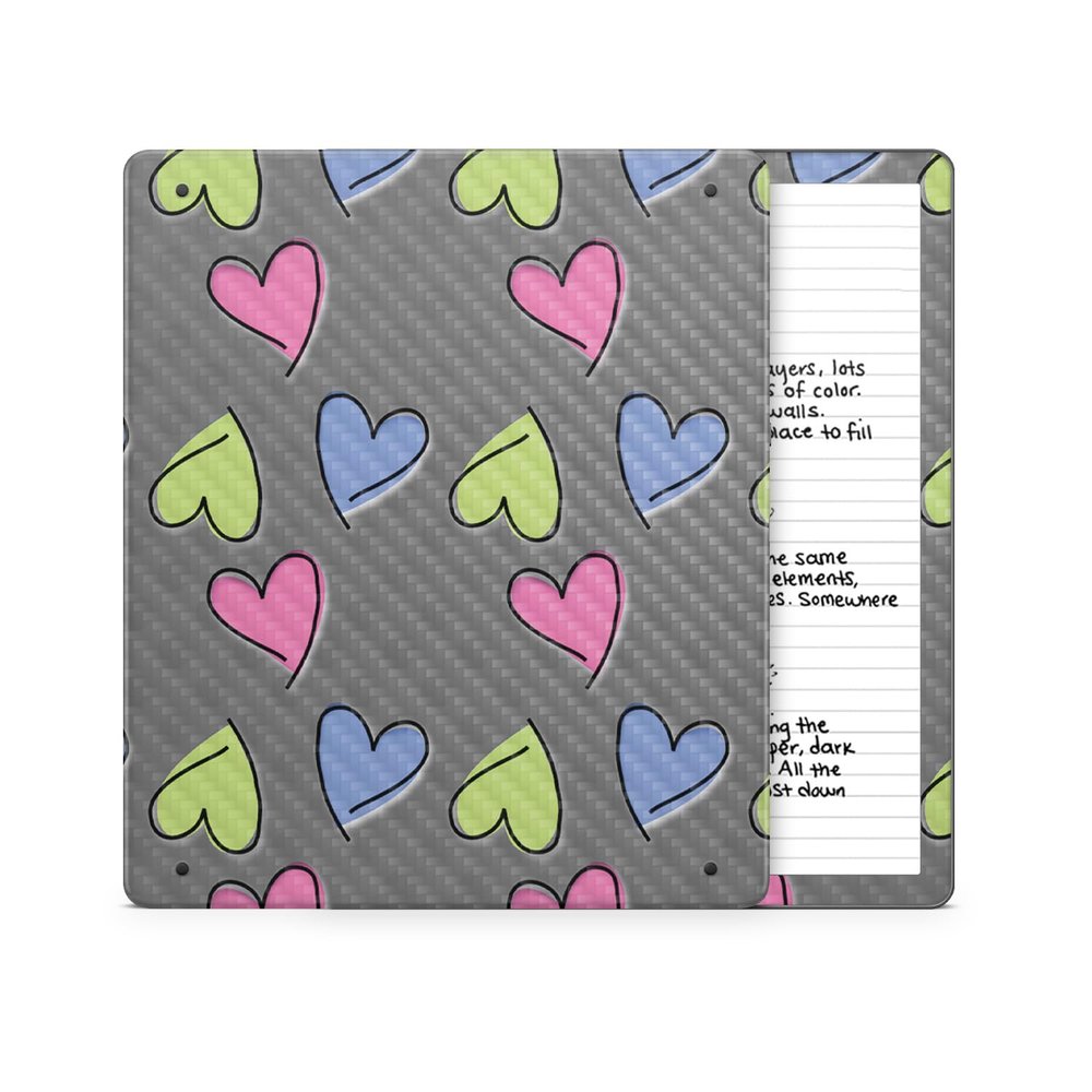 Carbon Fiber Tablet Skin Compatible with Amazon Kindle Scribe 2 (2024) - Girly - Premium 3M Vinyl Protective Wrap Decal Cover - Easy to Apply | Crafted in The USA by MightySkins