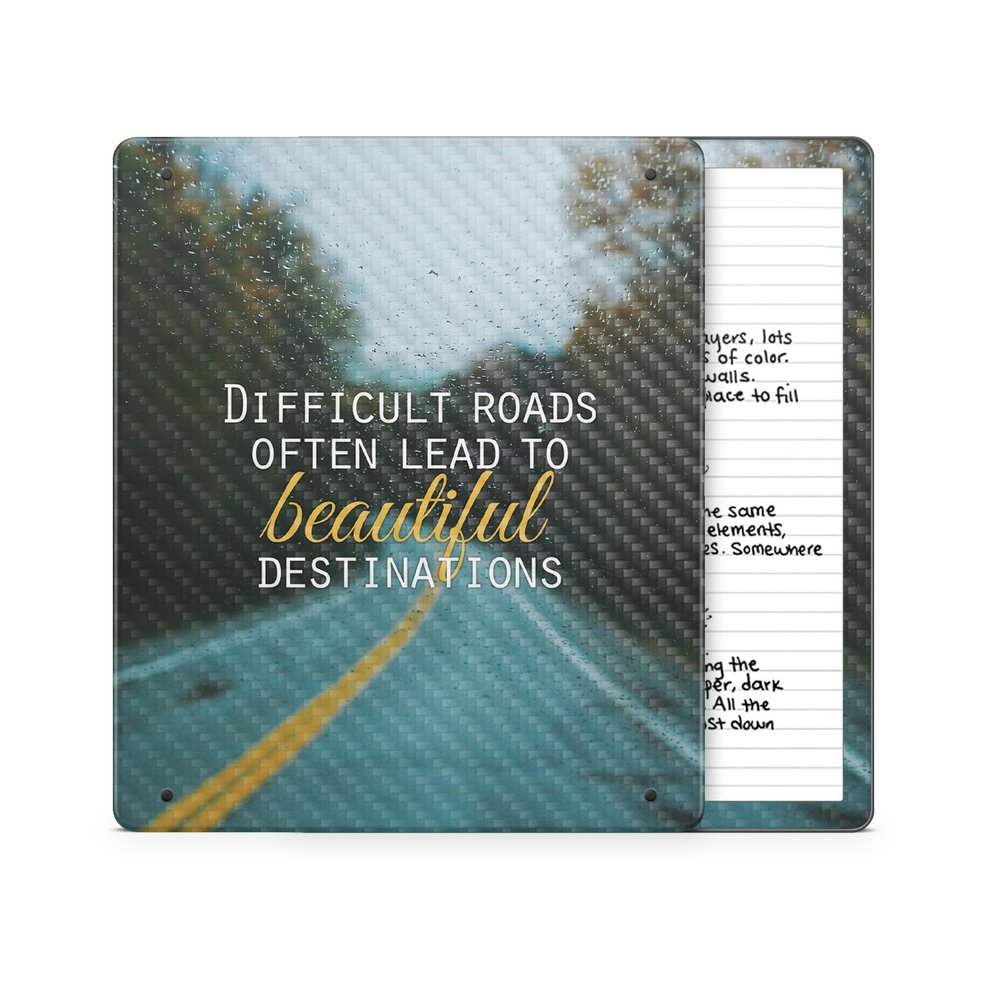 Carbon Fiber Tablet Skin Compatible with Amazon Kindle Scribe 2 (2024) - Difficult Roads - Premium 3M Vinyl Protective Wrap Decal Cover - Easy to Apply | Crafted in The USA by MightySkins