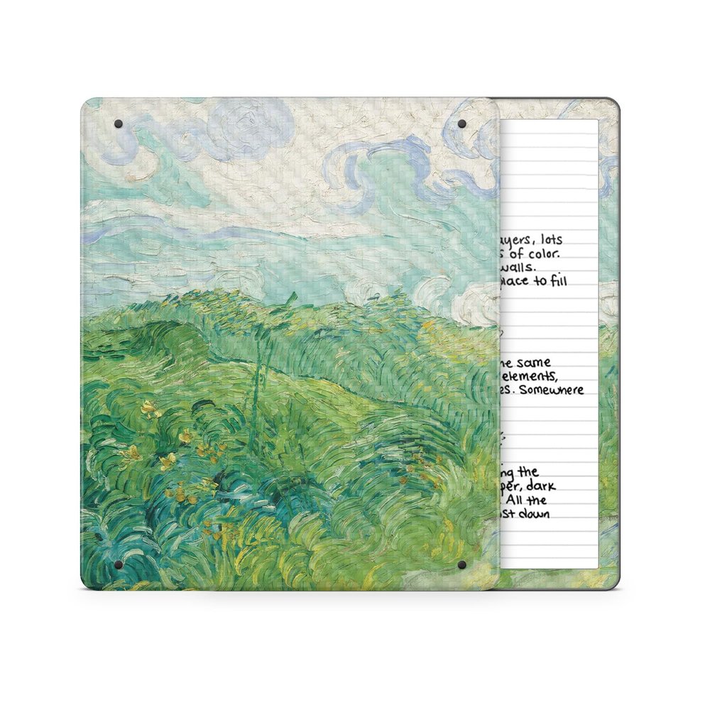 Carbon Fiber Tablet Skin Compatible with Amazon Kindle Scribe 2 (2024) - Green Wheat Fields - Premium 3M Vinyl Protective Wrap Decal Cover - Easy to Apply | Crafted in The USA by MightySkins