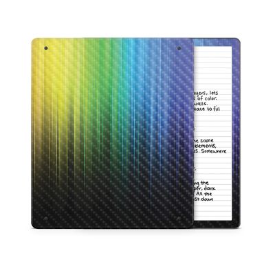 Carbon Fiber Tablet Skin Compatible with Amazon Kindle Scribe 2 (2024) - Rainbow Streaks - Premium 3M Vinyl Protective Wrap Decal Cover - Easy to Apply | Crafted in The USA by MightySkins