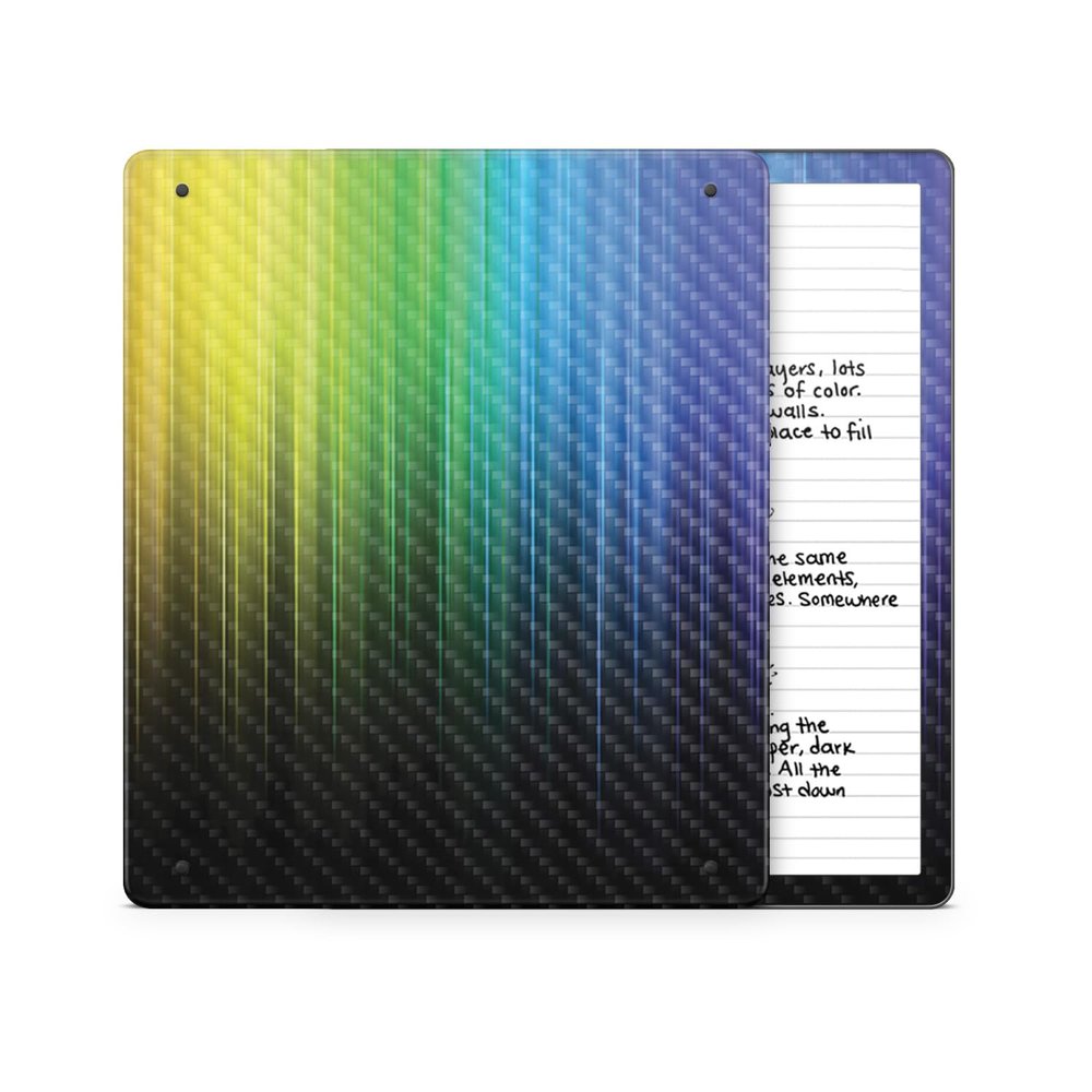 Carbon Fiber Tablet Skin Compatible with Amazon Kindle Scribe 2 (2024) - Rainbow Streaks - Premium 3M Vinyl Protective Wrap Decal Cover - Easy to Apply | Crafted in The USA by MightySkins