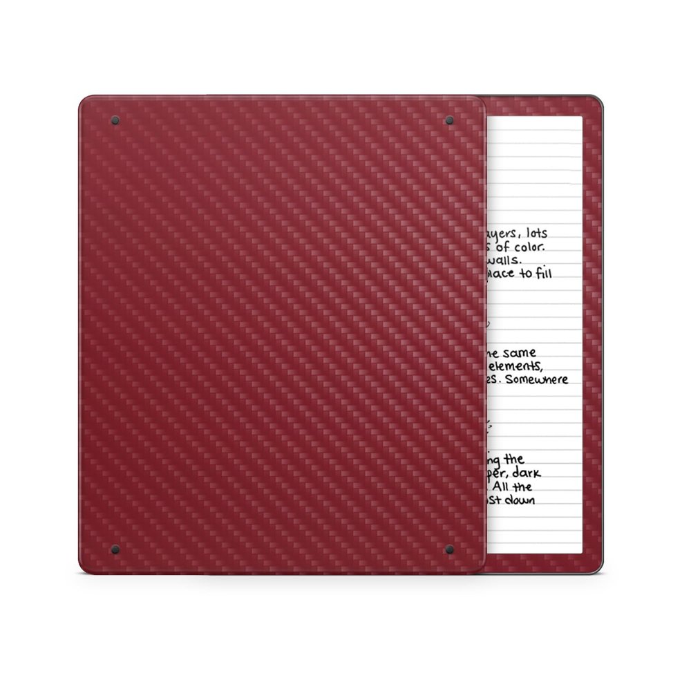 Carbon Fiber Tablet Skin Compatible with Amazon Kindle Scribe 2 (2024) - Solid Burgundy - Premium 3M Vinyl Protective Wrap Decal Cover - Easy to Apply | Crafted in The USA by MightySkins