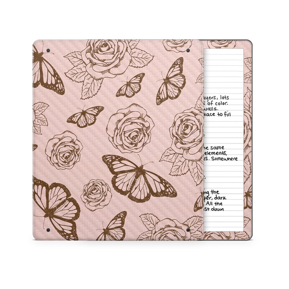 Carbon Fiber Tablet Skin Compatible with Amazon Kindle Scribe 2 (2024) - Butterfly Garden - Premium 3M Vinyl Protective Wrap Decal Cover - Easy to Apply | Crafted in The USA by MightySkins
