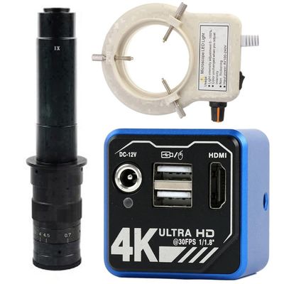 HDMI 4K Digital Microscope Camera Electronic Camera Supports U Disk & 300X C-Mount Lens With 56-LED Adjustable Ring Light