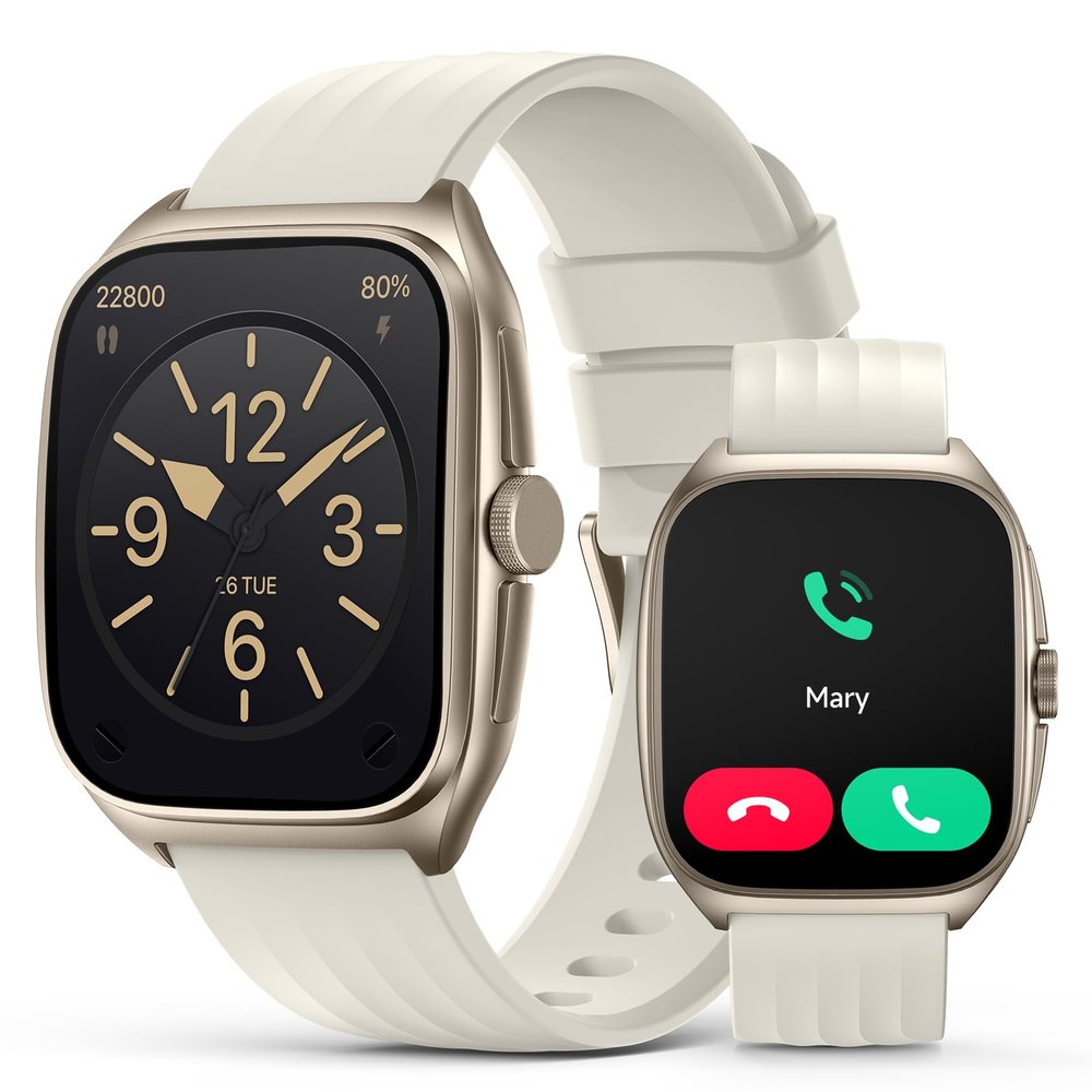 2025 SOUYIE Smart Watch for Men and Women with SOS Emergency Alert, 1.85" AMOLED Fitness Tracker with 100+ Sports Modes, Heart Rate, SpO2, Sleep Monitor, IP68 Waterproof, Compatible Android and iPhone