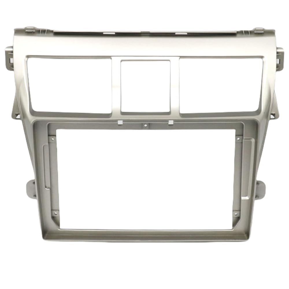 QIDALASER 9 Inch Car Radio Casing Frame for Toyota Vios Yaris 2008-2014 Android MP5 Player 2 Din Head Unit Fascia Stereo Dash Cover Trim (Silver Only Frame)
