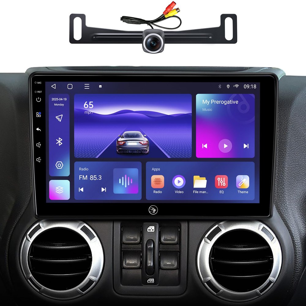 10inch 8Core (6G+128G) Android Car Stereo Radio for Jeep Wrangler JK(2007-2018) Dodge Ram 1500,with 5GWiFi Built-in Wireless Carplay and Android Auto SWC GPS Navigation Back up Camera Replacement