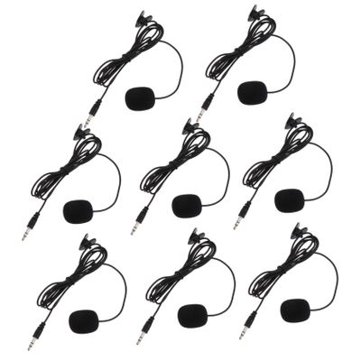 SUPVOX 8PCS Professional Clip-on Lavalier Microphone Set Black Omnidirectional Phone Mic Windscreen for Teaching Interviews and Public Speaking